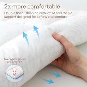 Niagara adjustable straps keep the topper securely in place on bed