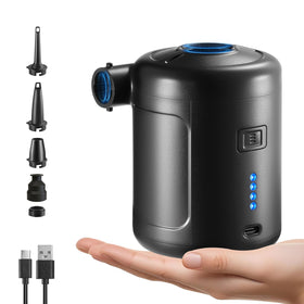 NIBBaNACAL portable air pump battery-charging view enables on-the-go power.