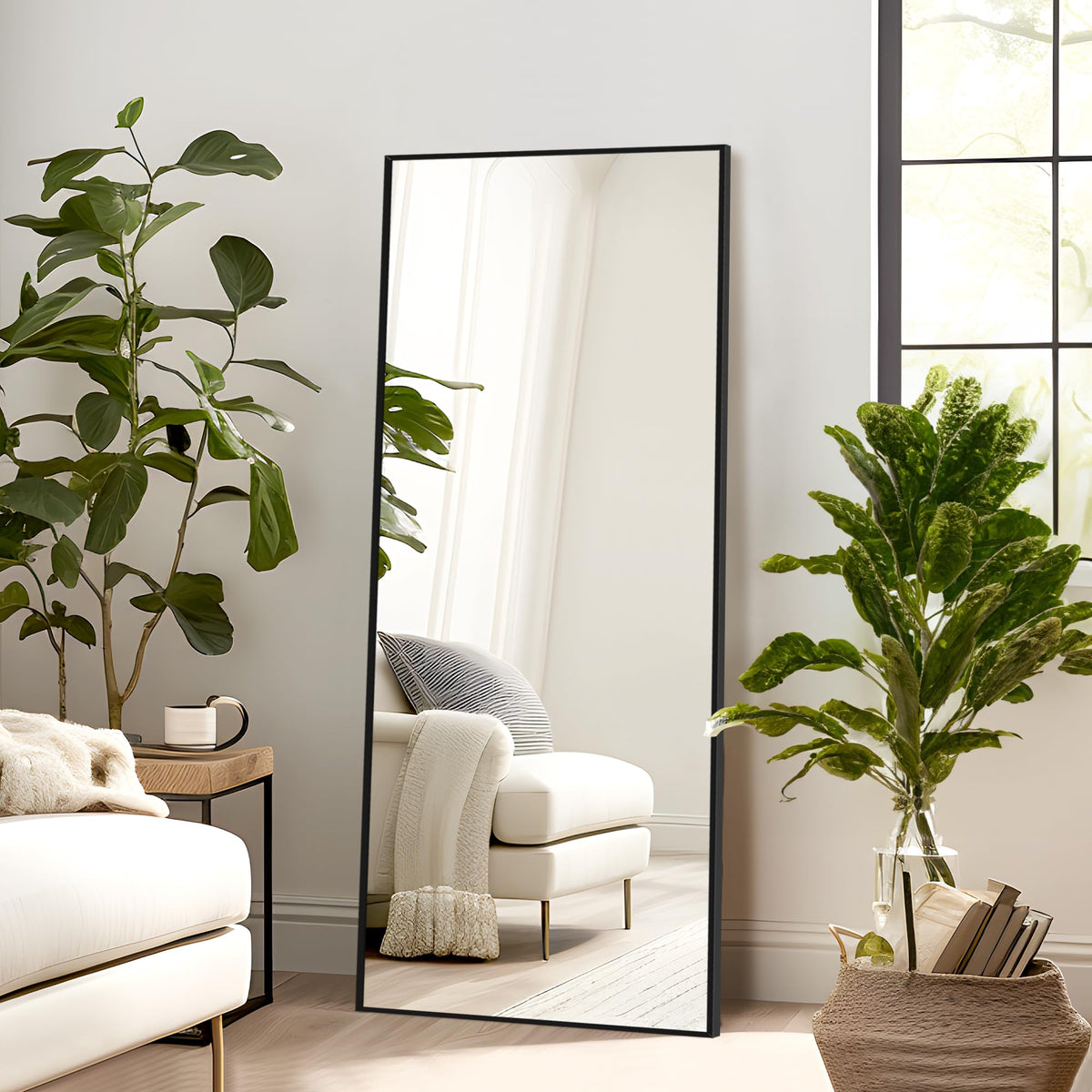 NicBex aluminum-frame mirror with polished edge for a durable, stylish look