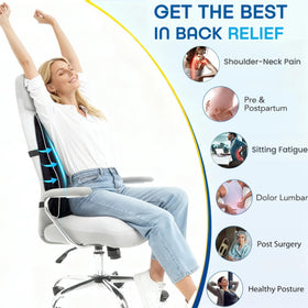 Adjustable straps on Niceeday back cushion keep it secure on chairs