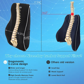 Niceeday lumbar pillow placed in an office setup for daily use