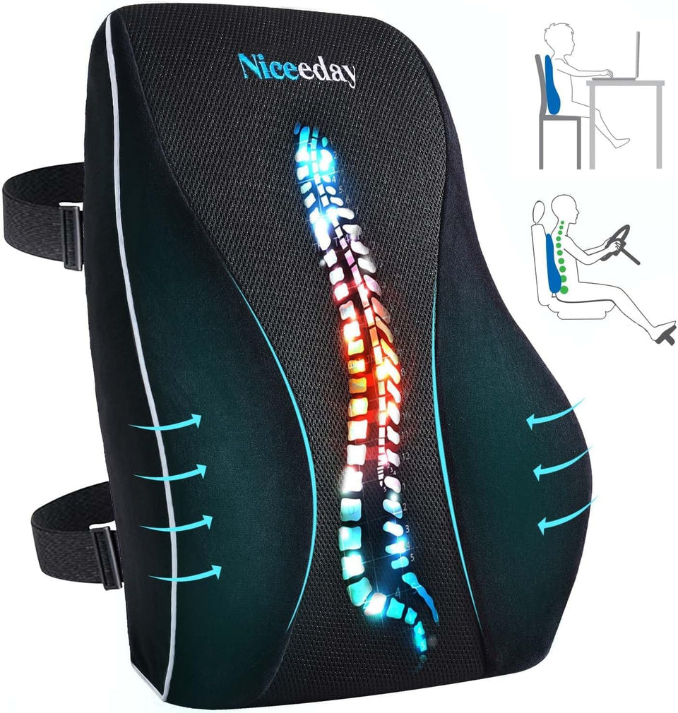 Niceeday lumbar support pillow on an office chair improves posture and comfort