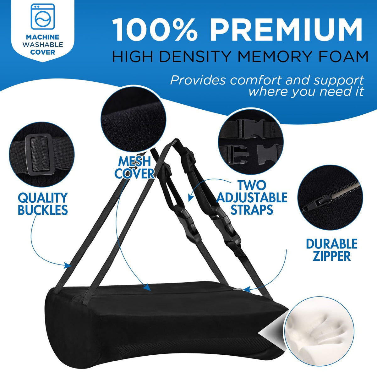 Niceeday lumbar support pillow on office chair demonstrating versatile lower back support