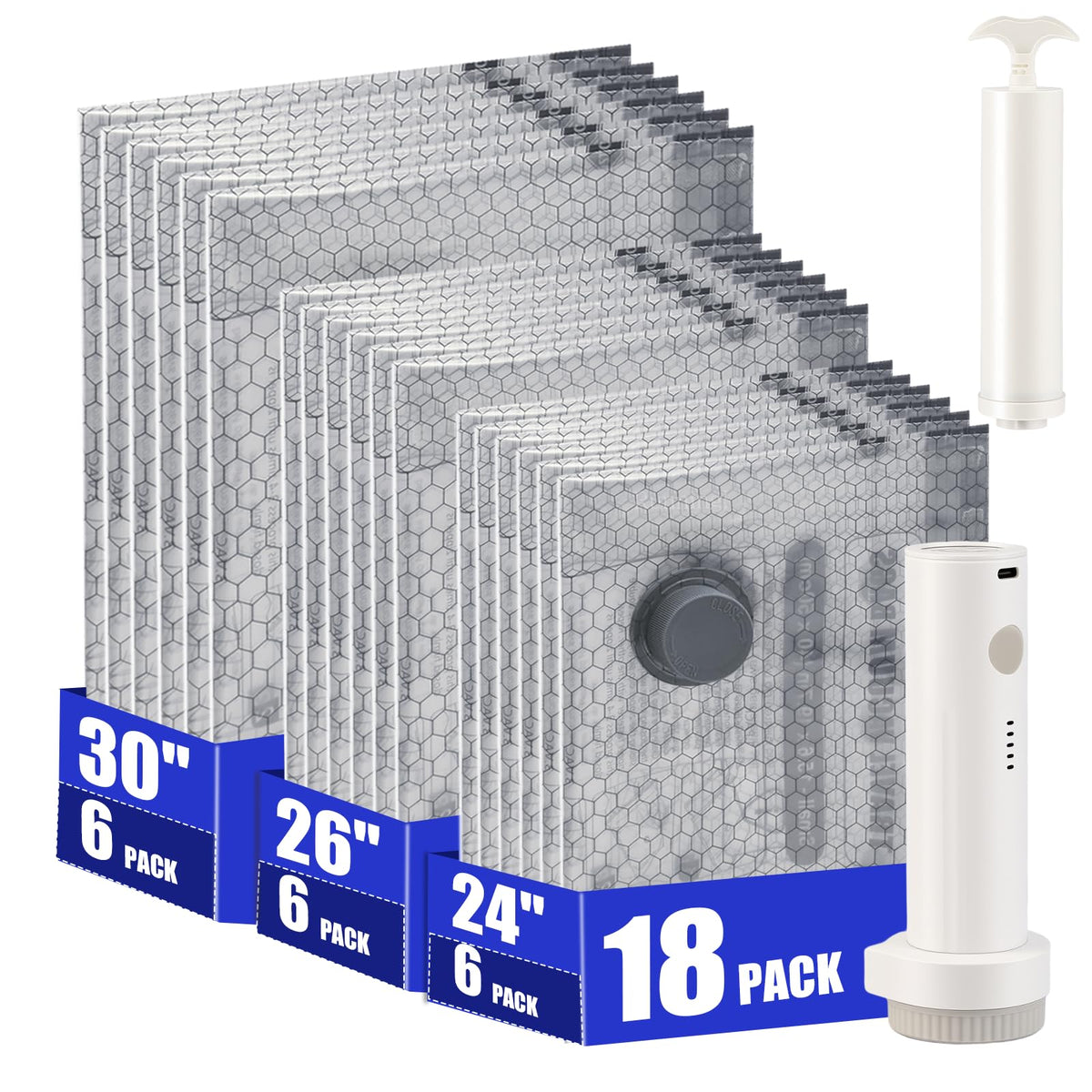 NICELINK 18-pack vacuum bags in packaging for organized travel storage and space saving.