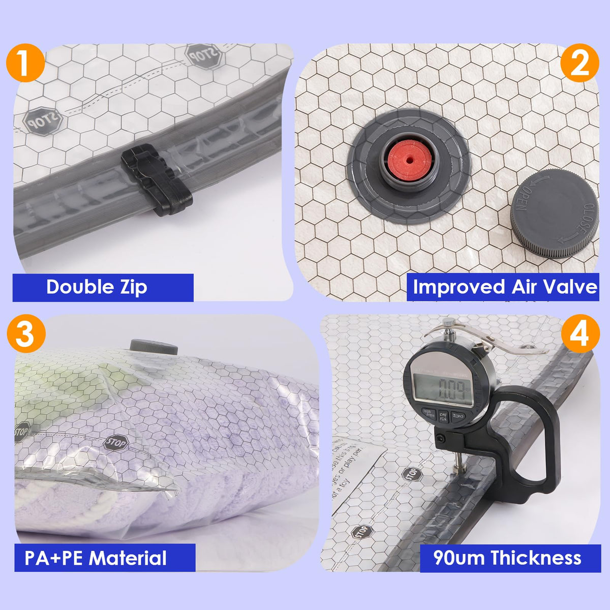 NICELINK vacuum bags with easy-load long-side opening for simple packing.