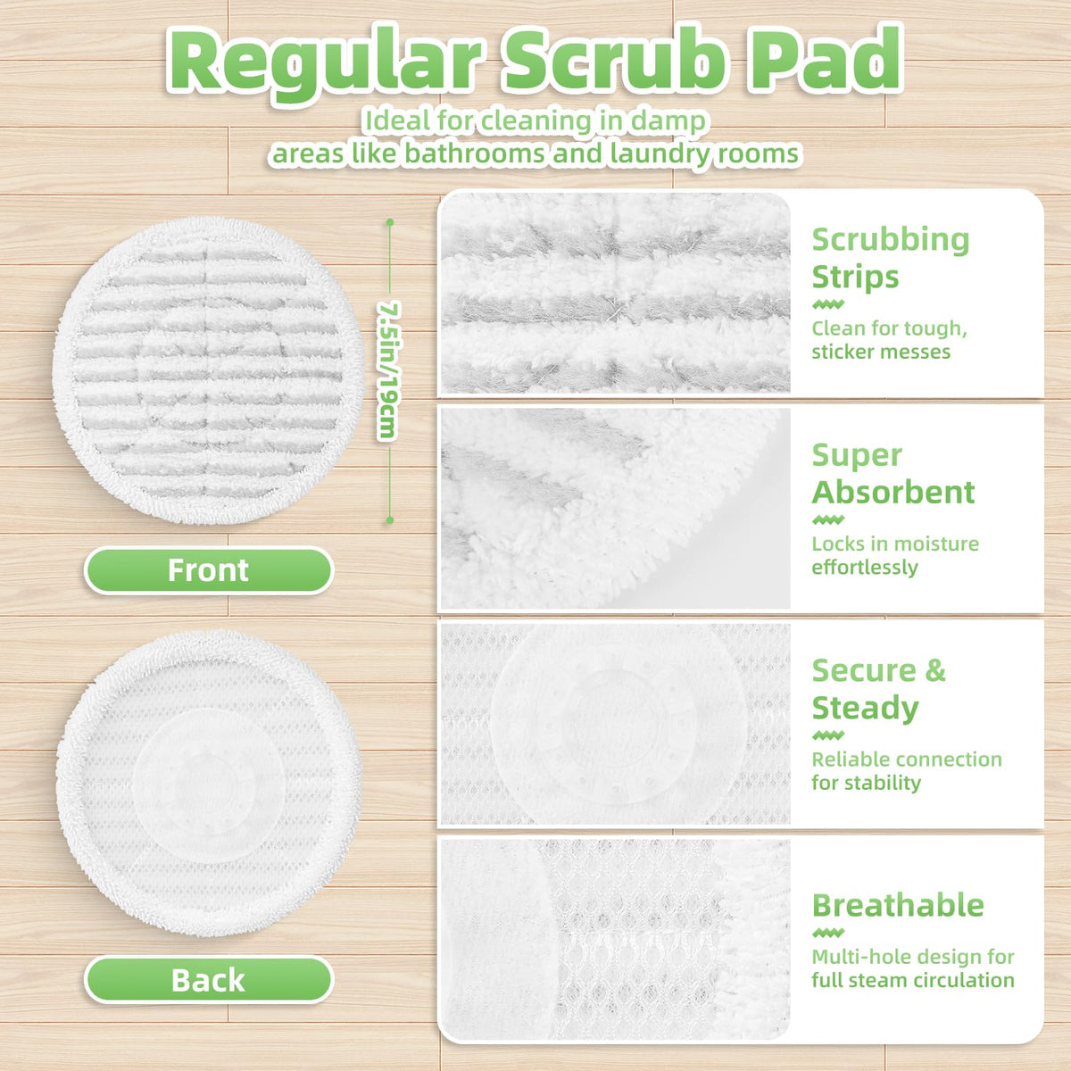 Nicemiya plush microfiber pad close-up for absorbent, streak-free floors
