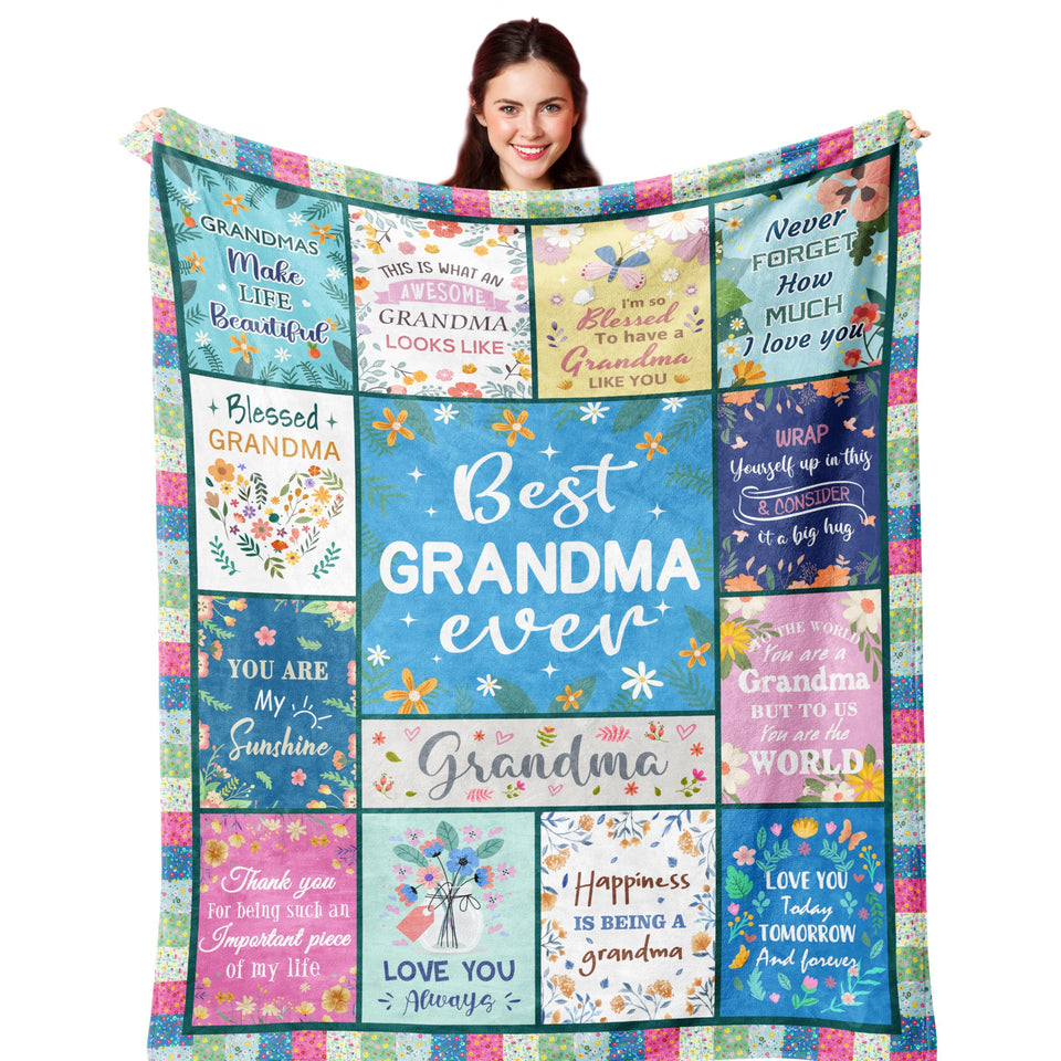 Nicetous grandma blanket with floral panels provides cozy warmth for evenings.