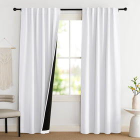NICETOWN 100% blackout curtain panel front view for nursery rooms; darkens for daytime sleep