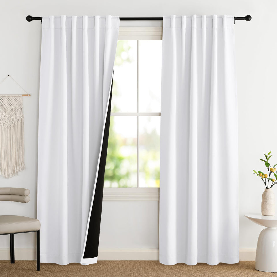 NICETOWN 100% blackout curtain panel front view for nursery rooms; darkens for daytime sleep