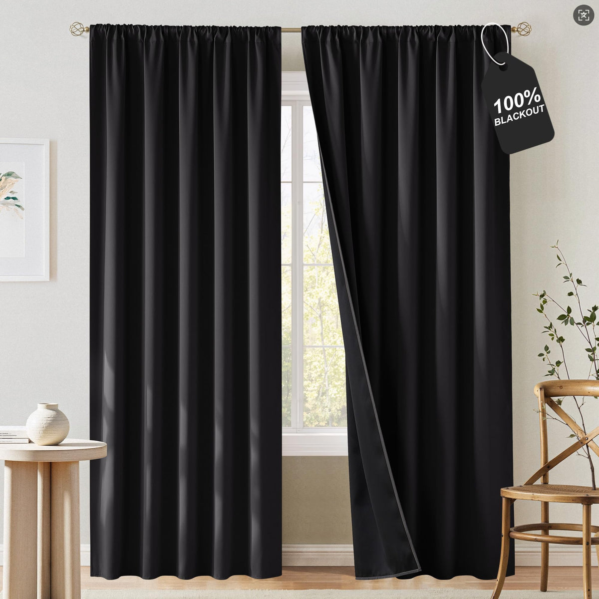 NICETOWN 100% blackout curtains for living room block sunlight for better daytime viewing.