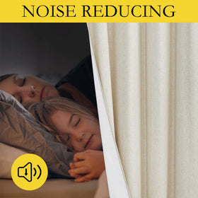 84-inch NICETOWN blackout linen curtains drape elegantly in a living room setting
