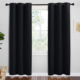 NICETOWN blackout curtains two-panel set blocking light for a cooler room.