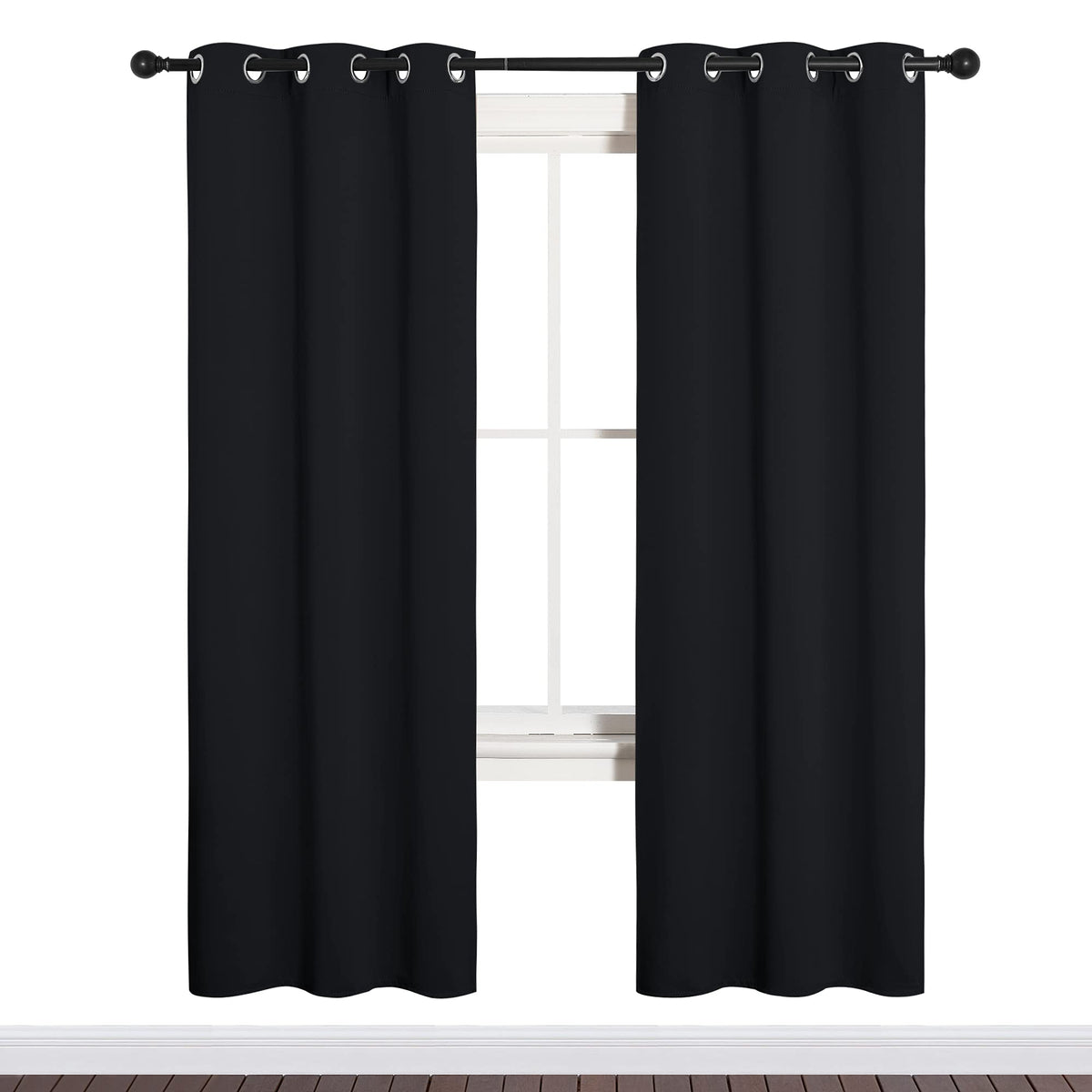NICETOWN bathroom blackout curtain panel front view with silver grommets