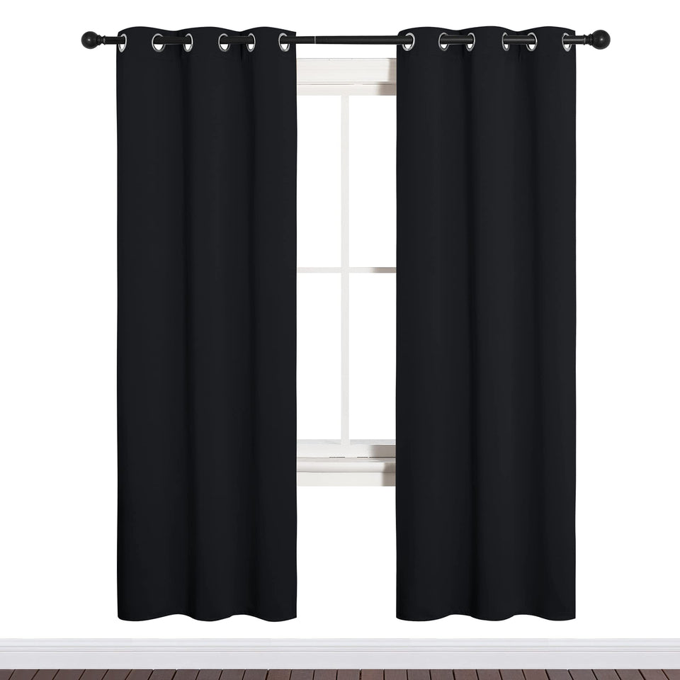 NICETOWN bathroom blackout curtain panel front view with silver grommets