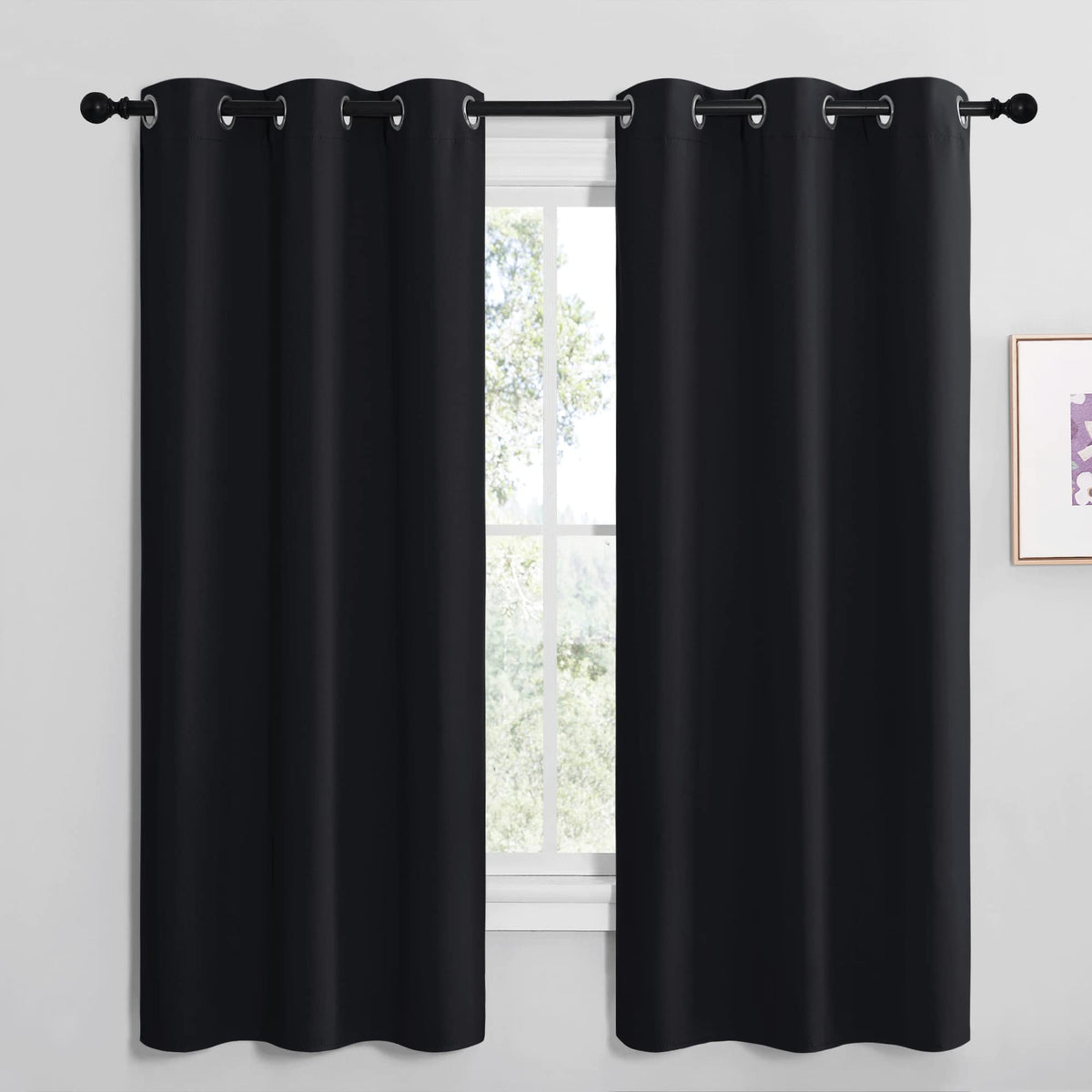 NICETOWN bathroom blackout curtains in 42x68 panel setup for enhanced privacy and light control.