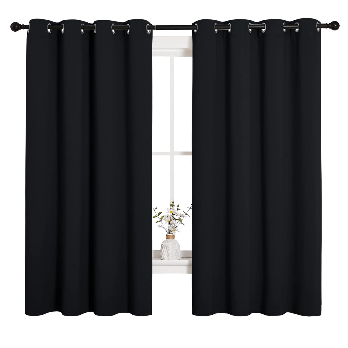 NICETOWN bathroom blackout curtains with 55x68 inches and two panels for privacy.