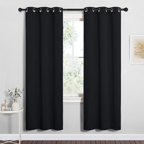 NICETOWN blackout curtain detail showing silver grommet for smooth sliding
