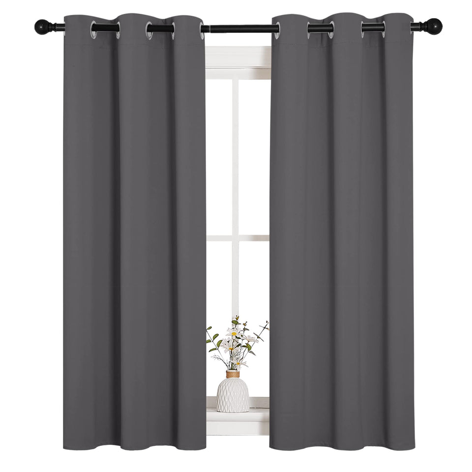 NICETOWN gray blackout curtains front view offering privacy and light control