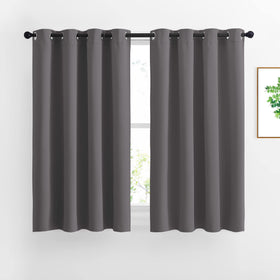 NICETOWN bedroom blackout curtains panel grey with silver grommets for easy privacy.