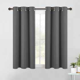 NICETOWN blackout curtains with silver grommets and two-panel gray design for light control