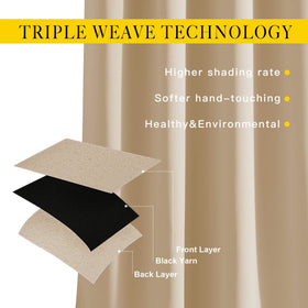 NICETOWN Biscotti Beige silver grommets detail enables smooth sliding.