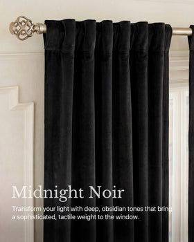 NICETOWN black velvet drapes elevate dining area elegance and refined decor.