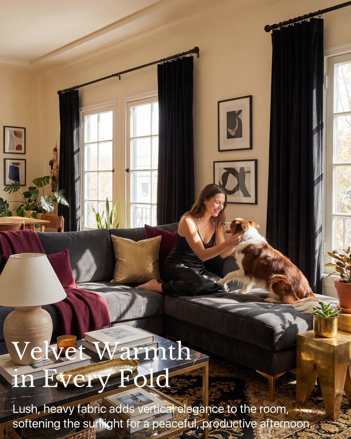 NICETOWN blackout velvet curtains block 90 percent of light for restful sleep.