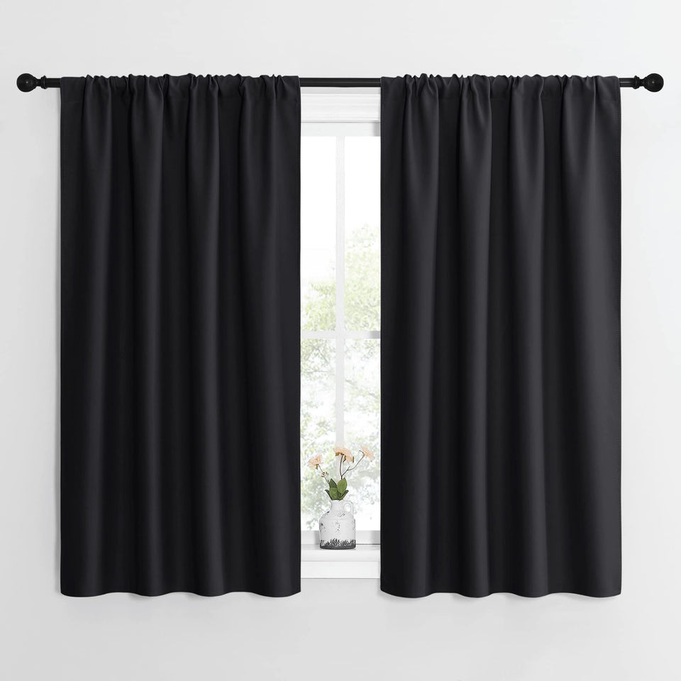 NICETOWN blackout curtain closeup showing rod-pocket and smooth glide.