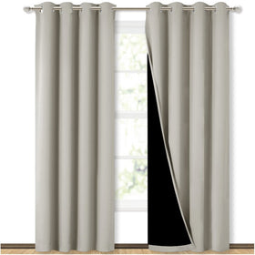 NICETOWN blackout curtain panel on rod with silver grommets for smooth sliding and style