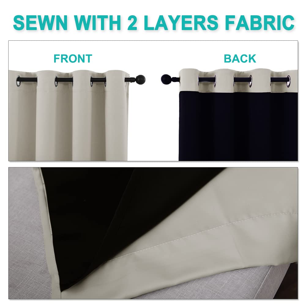Natural NICETOWN blackout curtains block sunlight and UV glare for comfort