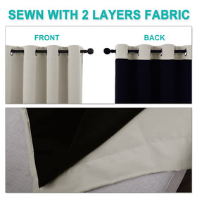 Natural NICETOWN blackout curtains block sunlight and UV glare for comfort