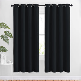 NICETOWN blackout curtain panel with silver grommets blocks light for living room and enhances privacy