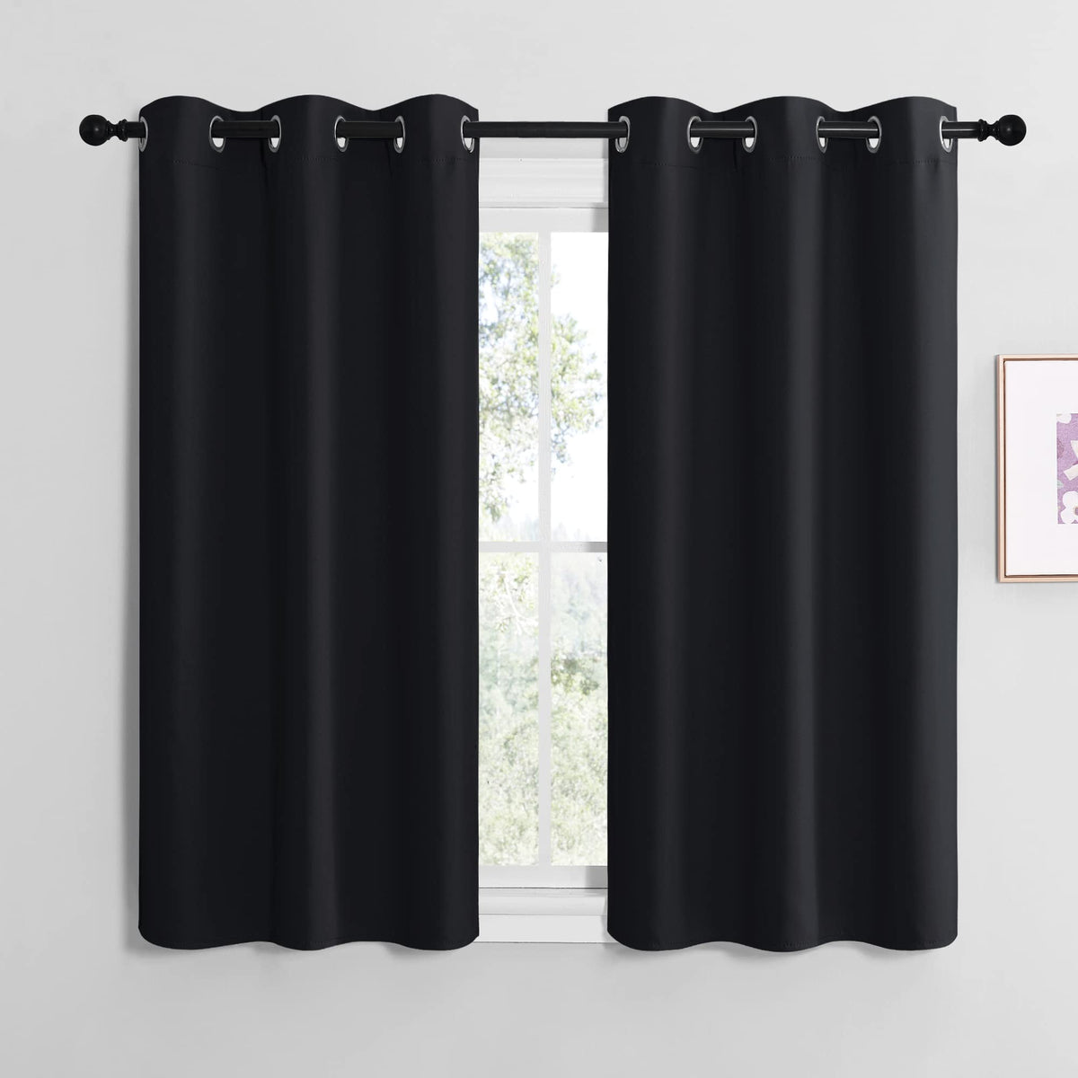 NICETOWN blackout curtains two-panel set, front view, improving privacy and room darkening