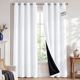 NICETOWN white blackout curtains two-panel 84in block light for daytime rest