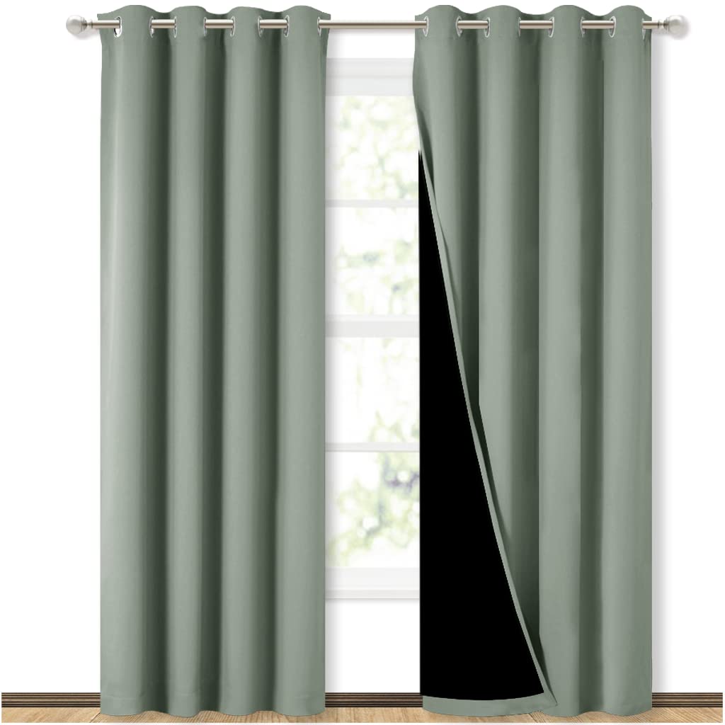 NICETOWN blackout curtains front view panel blocks light for better sleep.