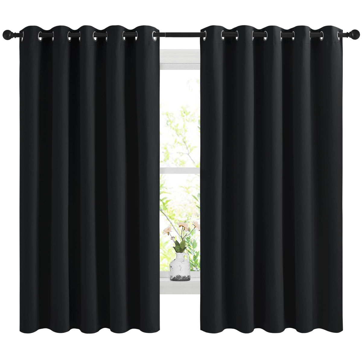 NICETOWN blackout curtains 66x60 panel set blocks light for restful mornings.