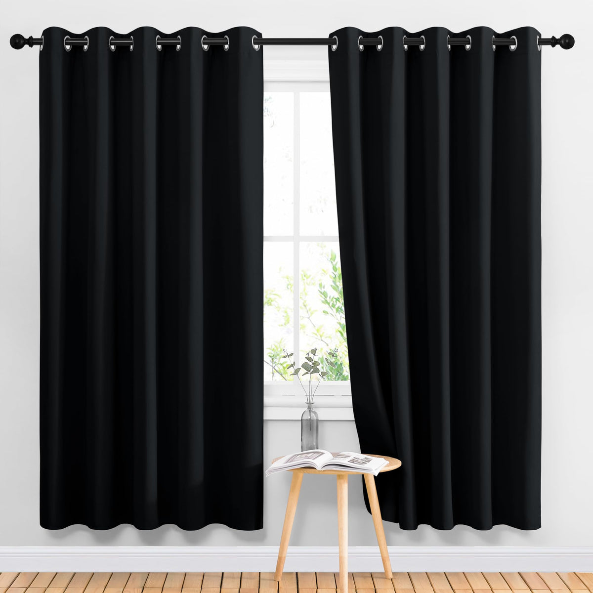 NICETOWN blackout curtains 66x70 panel front view blocks light and adds privacy