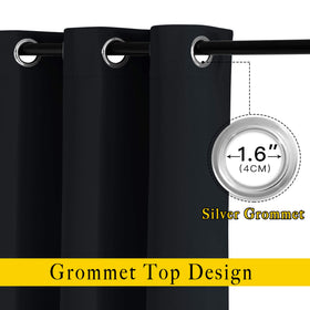 NICETOWN blackout curtains silver grommet detail highlights durable, easy sliding installation.