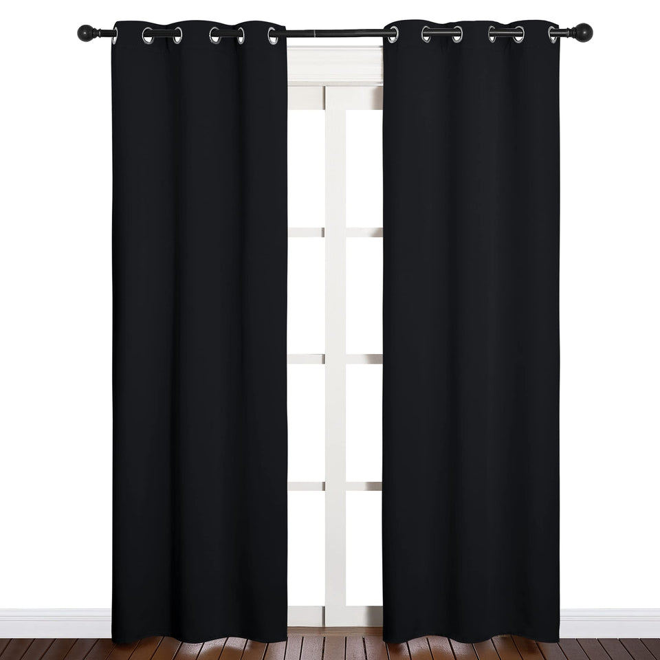 NICETOWN blackout curtains with silver grommets offer quick installation and modern style.
