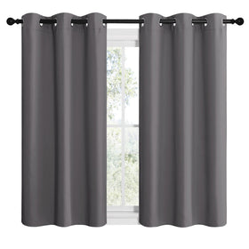 NICETOWN blackout curtains in triple weave gray for glare reduction.
