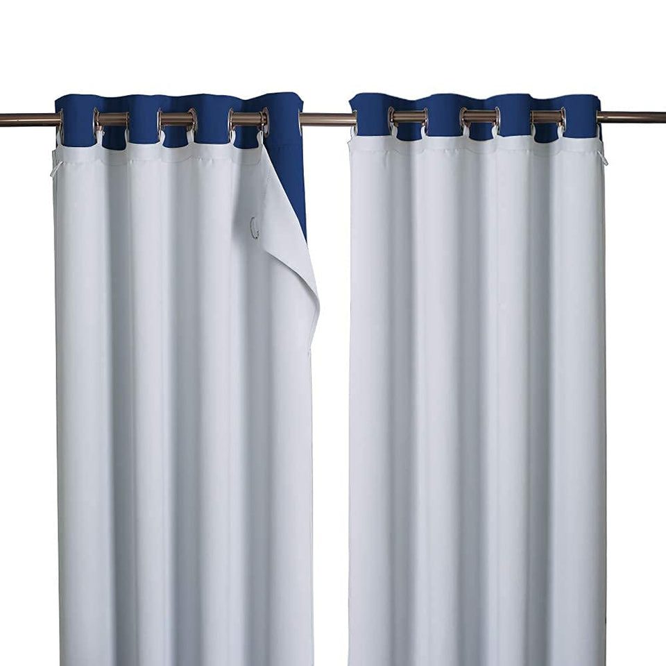 NICETOWN blackout liners with rings ready for easy hanging on a rod.