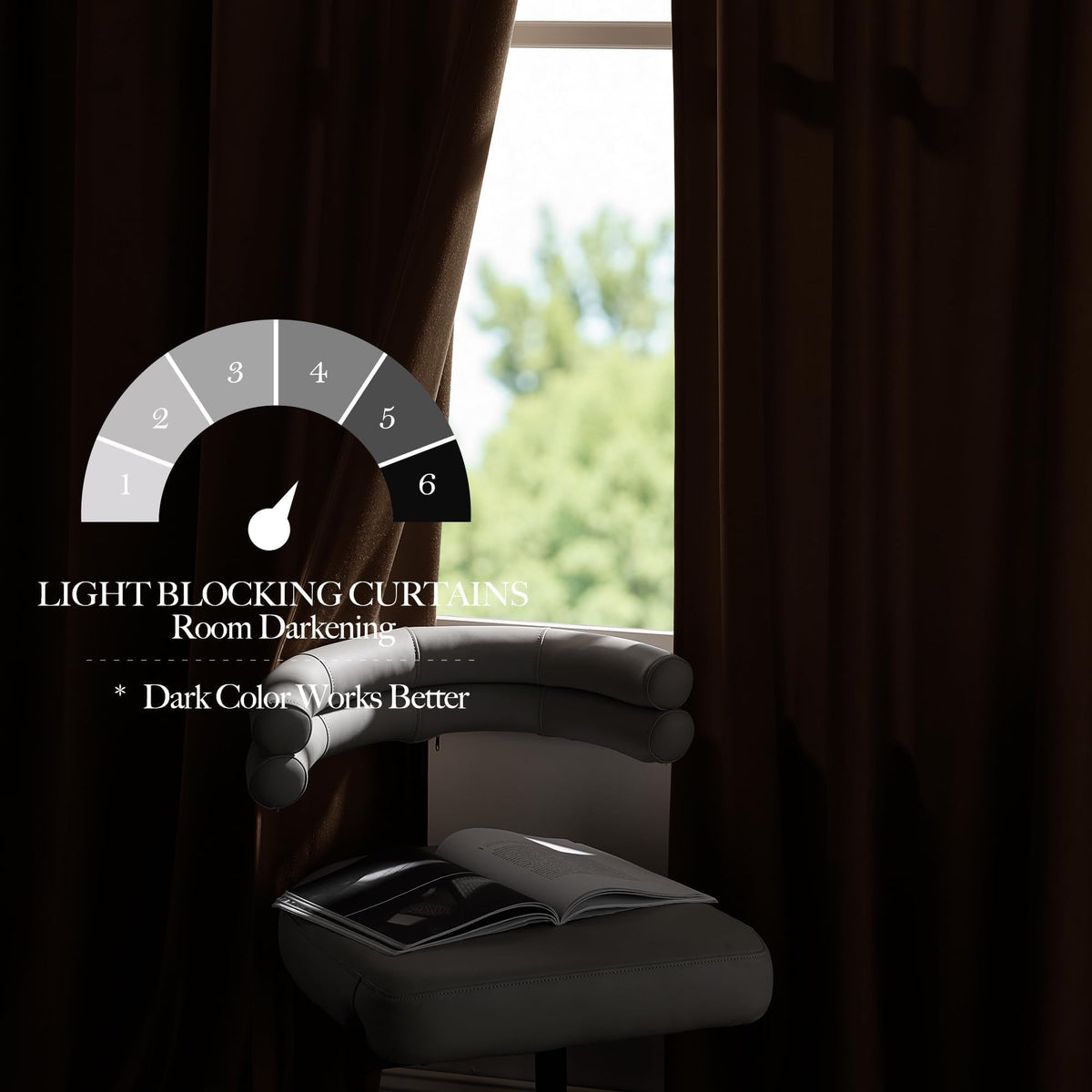 NICETOWN brown velvet curtains dual rod pocket, easy installation.