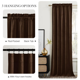 NICETOWN brown velvet curtains sound dampening, helps soften outside noise.