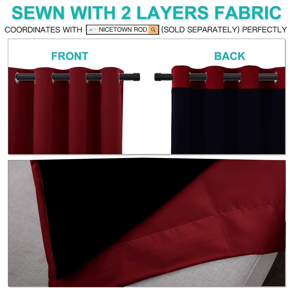NICETOWN Burgundy blackout curtains illustrating thermal insulation benefits
