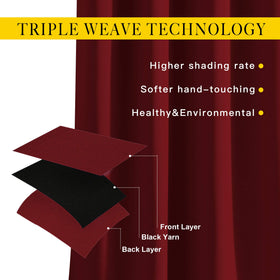 NICETOWN Burgundy blackout curtain thermal insulation reduces heat transfer