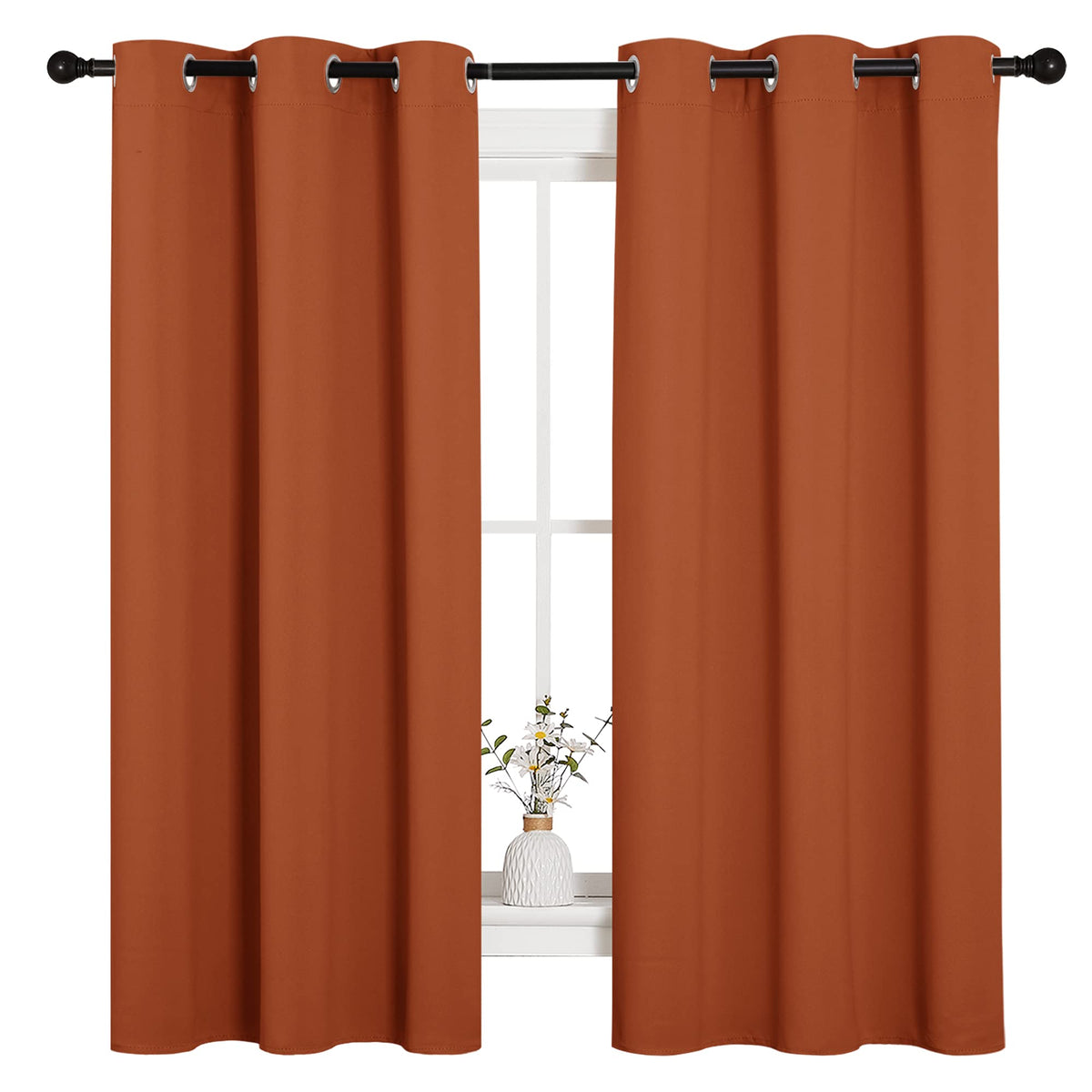 Nicetown burnt orange bedroom curtains offer a soft, heavy feel for quiet spaces