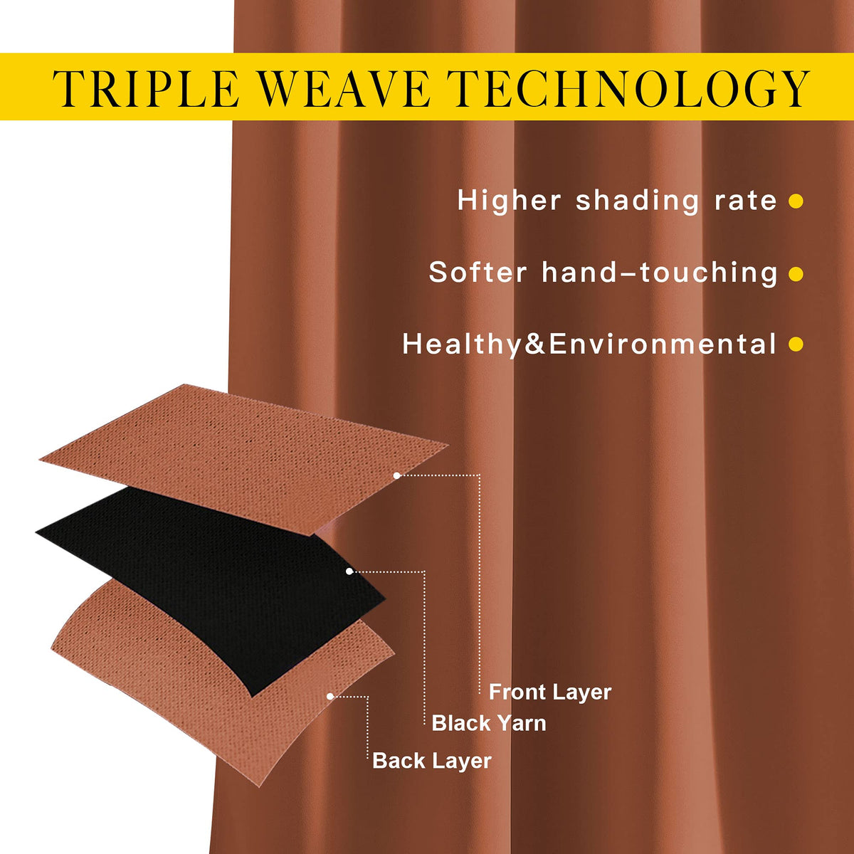 NICETOWN burnt orange curtains in a room scene adding warmth and privacy.