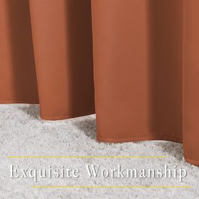 NICETOWN burnt orange curtains illustrate thermal insulation concept.