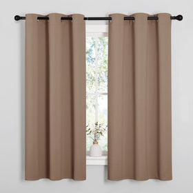 NICETOWN cappuccino blackout curtains panel setup blocks light for better sleep.