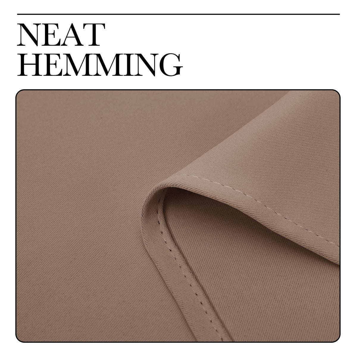 NICETOWN cappuccino ready-to-hang curtains with wrinkle-free finish.
